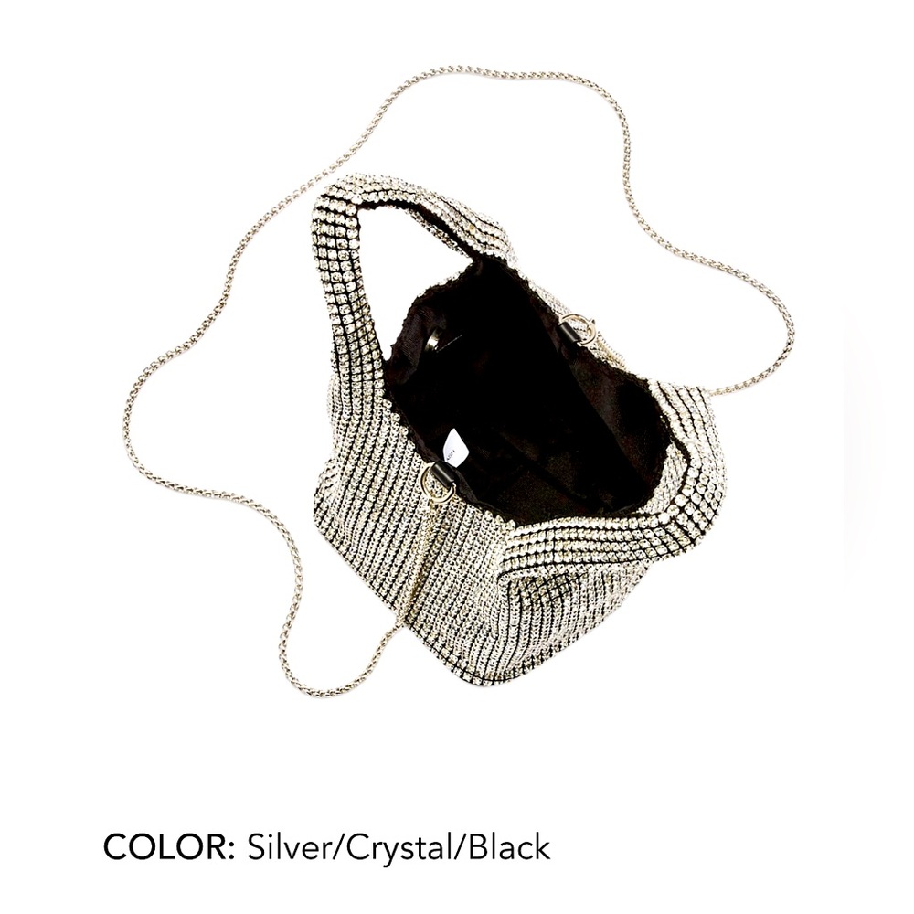 Aqua Bloomingdales Clear Crystal Embellishment Removable CrossBody Chain NWOT - Picture 3 of 4